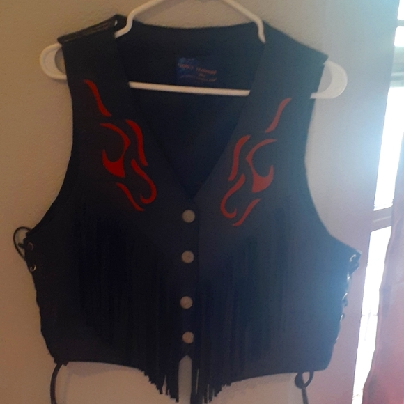 Flame Leather Vest - Picture 1 of 7